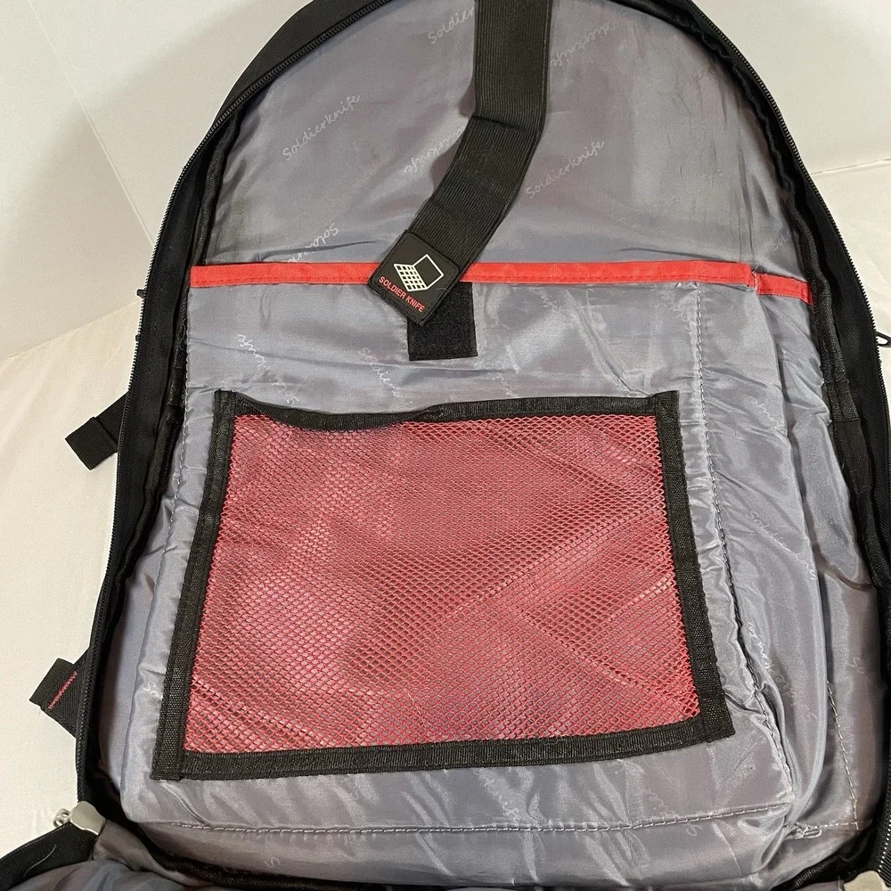 Soldier Knife Laptop Backpack Blue Black Travel School Bag Multi Pocket 18 inch